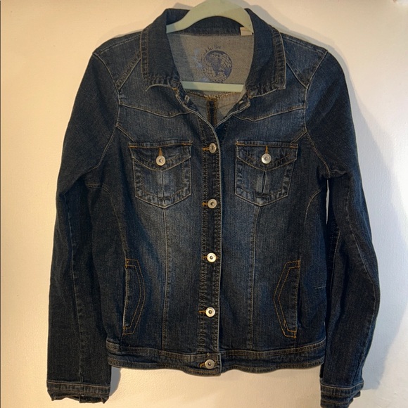 ONE WORLD Jackets & Blazers - ONE WORLD Dark Blue Jean Jacket with Button Details